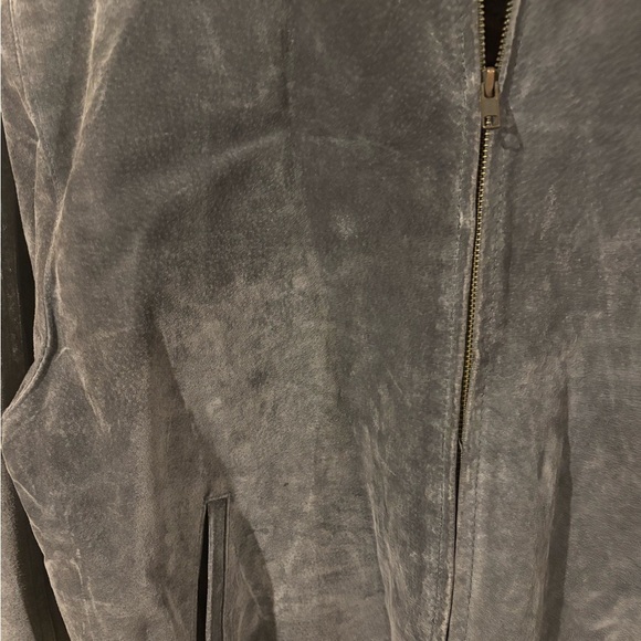 Hill & archer vintage suede leather 100% Gray Bomber Jacket L - Picture 10 of 10